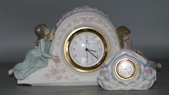 A Lladro clock and another